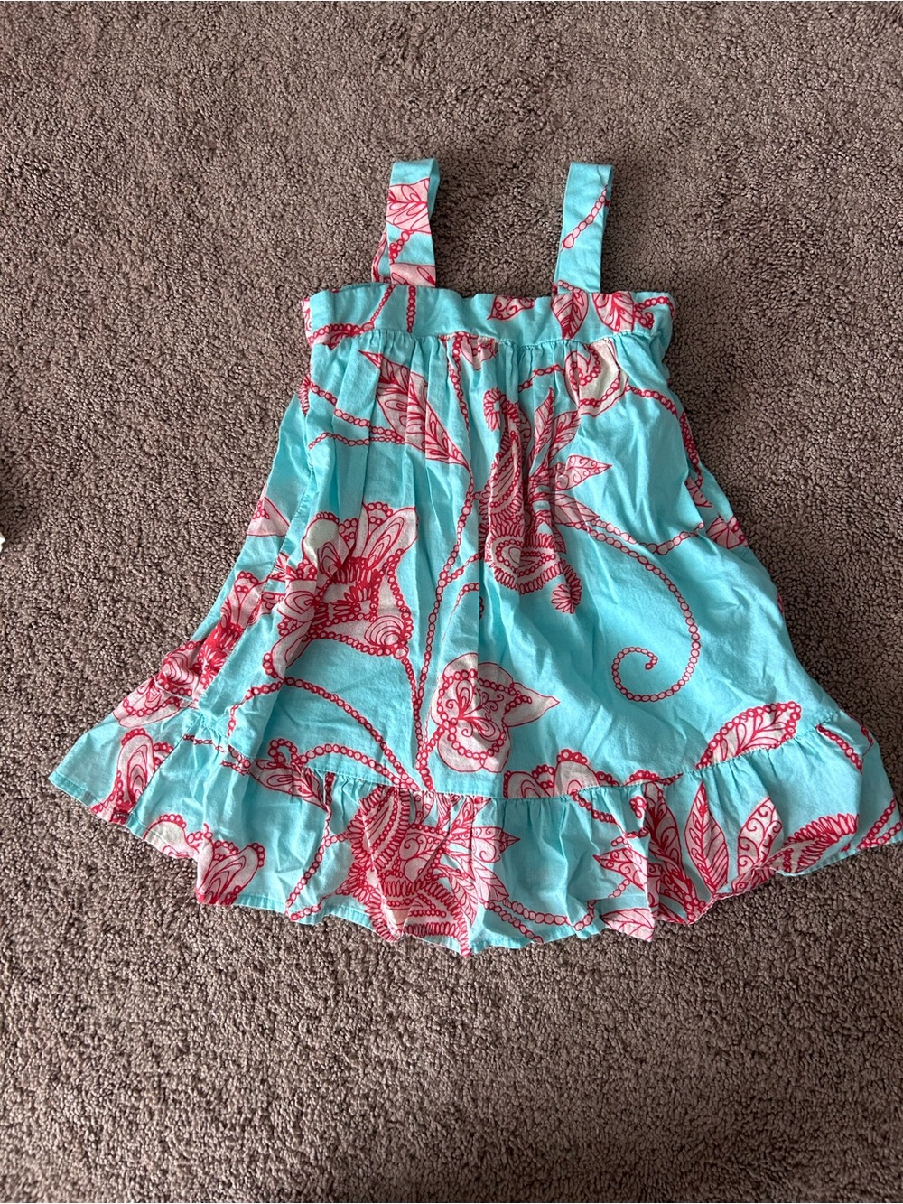 GAP Aqua Sundress with Pink Floral Print